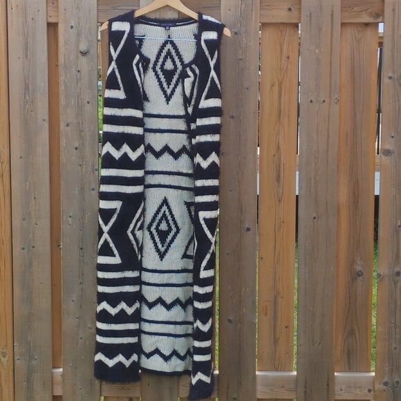 BEAUTIFUL PARKHURST Sleeveless Duster Coat Cardigan Open Front Flowy Faux Fur SM - Picture 2 of 7